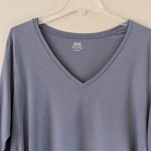 Old Navy Maternity Women’s V-neck Gray Knit Top Long Sleeve Ruched Size XXL - Picture 2 of 12